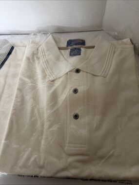 Men's Cream Three-Button Polo Shirt